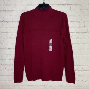 New Karen Scott Womens Burgundy Ribbed Turtleneck Long Sleeve Top Size M NWT
